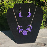 Moon Phase Resin Necklace & Earrings